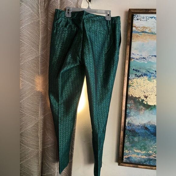 C Wonder Pants Womens Size 2 Deco Geometric Print Green Taffeta NEW - Picture 3 of 15